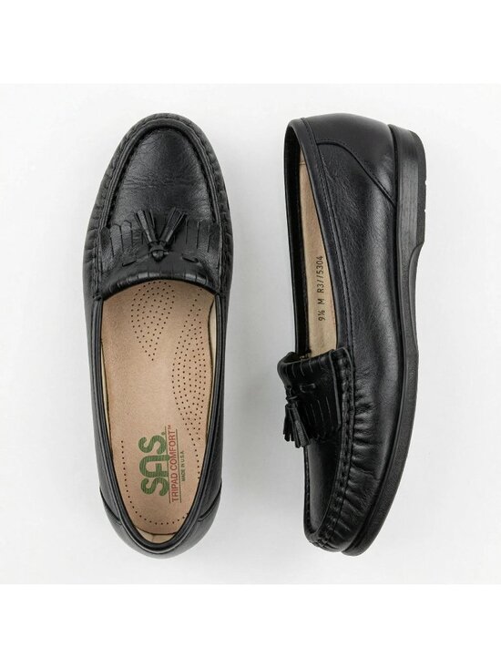 SAS Shoes - SAS Women's Tripad Comfort Black Leather Kiltie Tassel Slip-On Loafer Size 9 ½ M